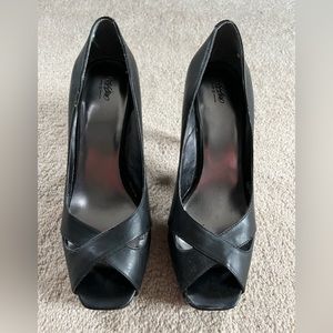 New Black Peep Toe Heels - size 6.5